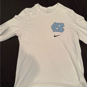 Nike White Long-Sleeve Tee with Light Carolina Blue UNC Logo